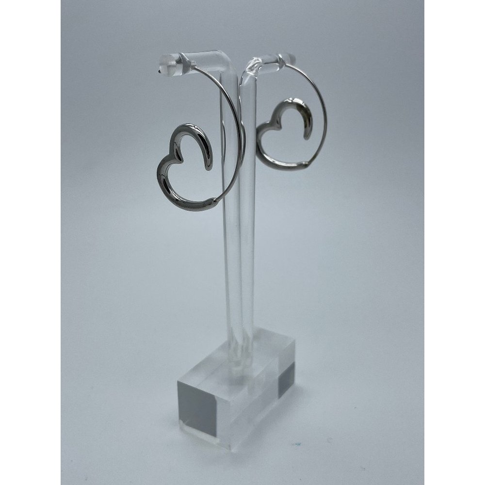 Heart Earrings, Stainless Steel Earrings, Open Heart Earrings, Hoop Earrings